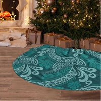 Teal Monstera Tree Skirt Polynesian Tribal Pattern - Polynesian Pride