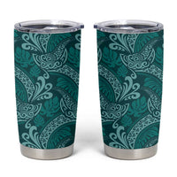 Teal Monstera Tumbler Cup Polynesian Tribal Pattern - Polynesian Pride