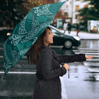 Teal Monstera Umbrella Polynesian Tribal Pattern - Polynesian Pride