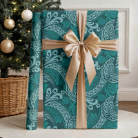 Teal Monstera Wrapping Paper Polynesian Tribal Pattern - Polynesian Pride