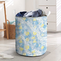 Anthurium Plumeria Lei Pastel Laundry Basket Blue Hawaiian Splendid Palaka