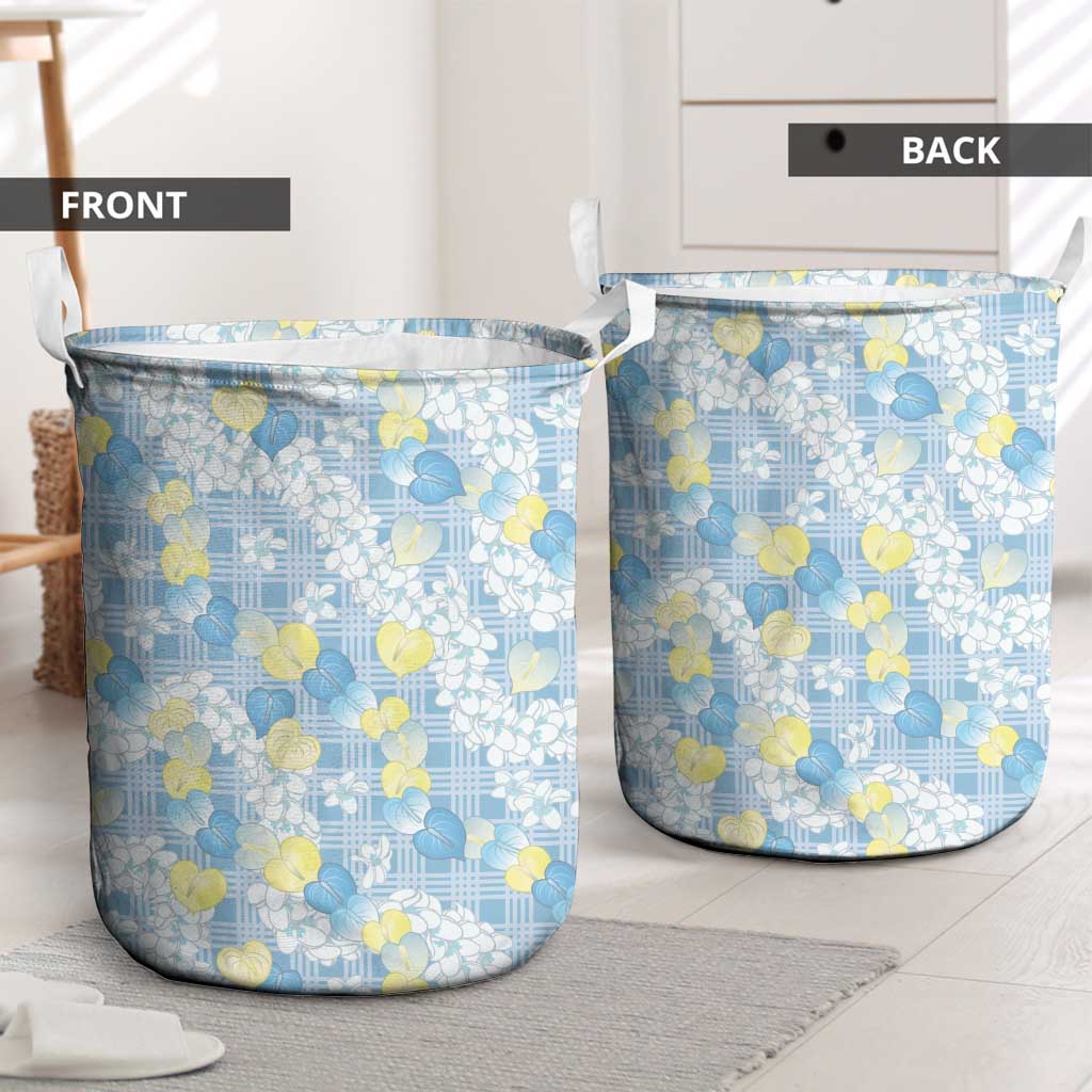 Anthurium Plumeria Lei Pastel Laundry Basket Blue Hawaiian Splendid Palaka