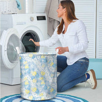 Anthurium Plumeria Lei Pastel Laundry Basket Blue Hawaiian Splendid Palaka