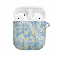 Anthurium Plumeria Lei Pastel AirPods Case Blue Hawaiian Splendid Palaka LT01 Blue - Polynesian Pride