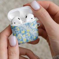 Anthurium Plumeria Lei Pastel AirPods Case Blue Hawaiian Splendid Palaka LT01 - Polynesian Pride