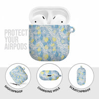 Anthurium Plumeria Lei Pastel AirPods Case Blue Hawaiian Splendid Palaka LT01 - Polynesian Pride