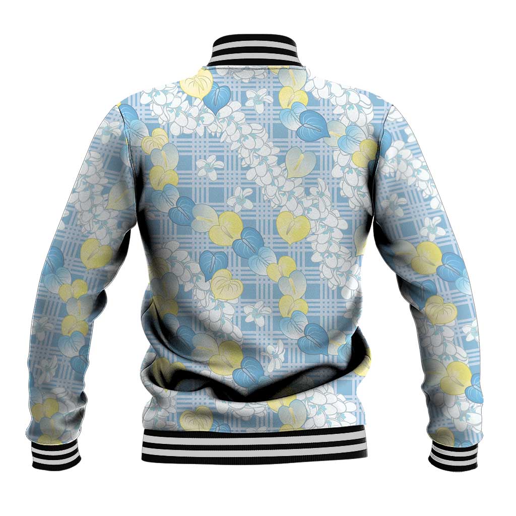 Anthurium Plumeria Lei Pastel Baseball Jacket Blue Hawaiian Splendid Palaka