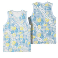 Anthurium Plumeria Lei Pastel Basketball Jersey Blue Hawaiian Splendid Palaka LT01 - Polynesian Pride