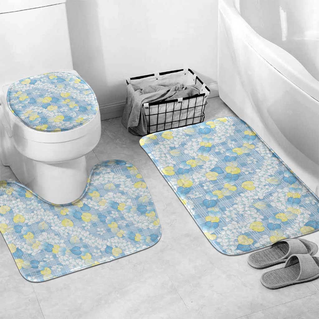Anthurium Plumeria Lei Pastel Bathroom Set Blue Hawaiian Splendid Palaka