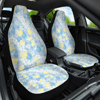 Anthurium Plumeria Lei Pastel Car Seat Cover Blue Hawaiian Splendid Palaka