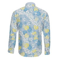 Anthurium Plumeria Lei Pastel Family Matching Long Sleeve Bodycon Dress and Hawaiian Shirt Blue Hawaiian Splendid Palaka LT01 - Polynesian Pride