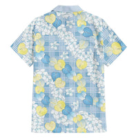 Anthurium Plumeria Lei Pastel Family Matching Off Shoulder Short Dress and Hawaiian Shirt Blue Hawaiian Splendid Palaka