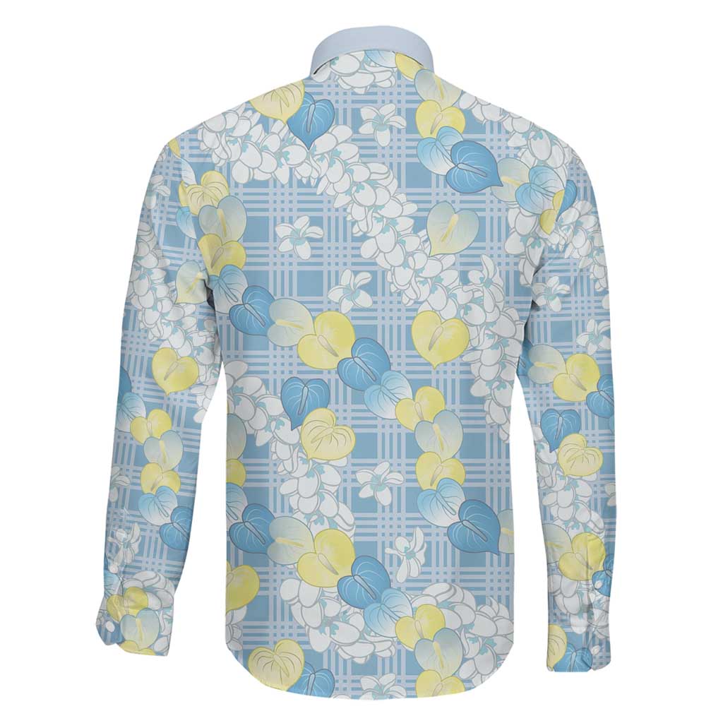 Anthurium Plumeria Lei Pastel Family Matching Puletasi and Hawaiian Shirt Blue Hawaiian Splendid Palaka