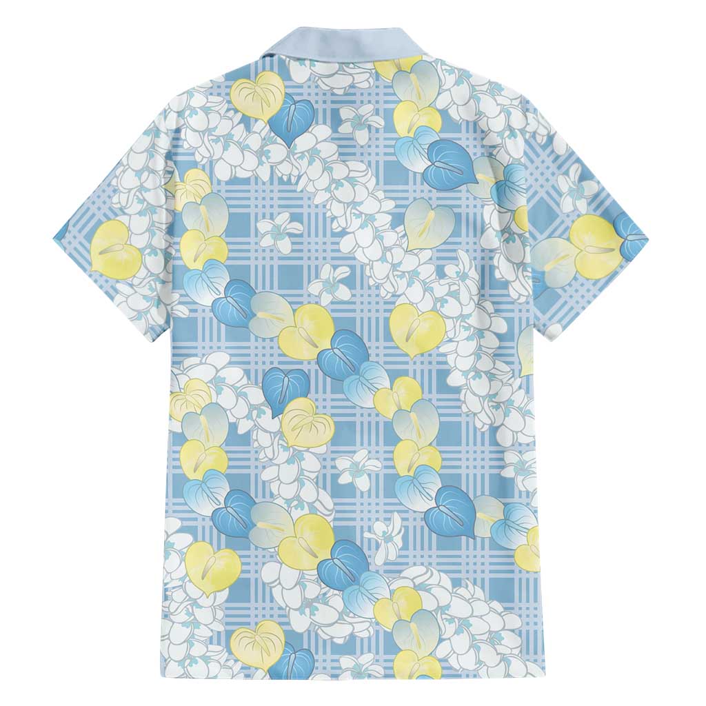 Anthurium Plumeria Lei Pastel Family Matching Short Sleeve Bodycon Dress and Hawaiian Shirt Blue Hawaiian Splendid Palaka LT01 - Polynesian Pride