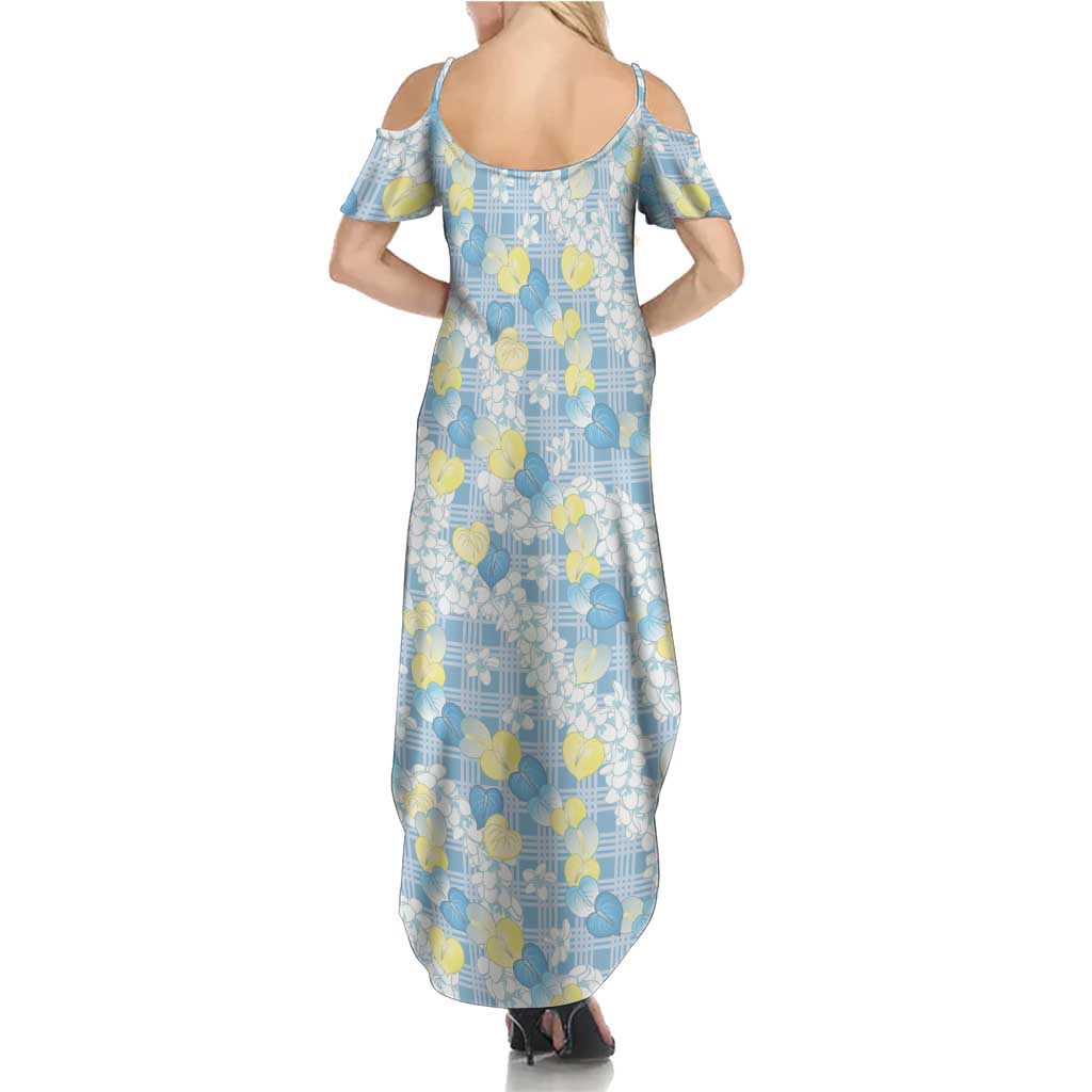 Anthurium Plumeria Lei Pastel Family Matching Summer Maxi Dress and Hawaiian Shirt Blue Hawaiian Splendid Palaka