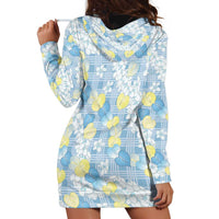 Anthurium Plumeria Lei Pastel Hoodie Dress Blue Hawaiian Splendid Palaka