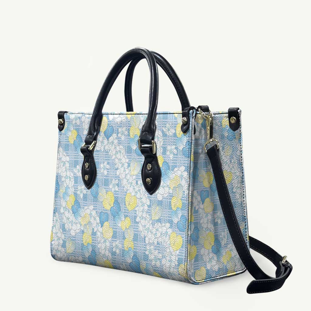 Anthurium Plumeria Lei Pastel Leather Bag Blue Hawaiian Splendid Palaka