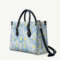 Anthurium Plumeria Lei Pastel Leather Bag Blue Hawaiian Splendid Palaka