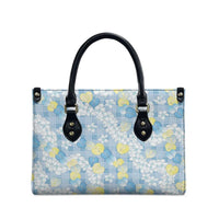 Anthurium Plumeria Lei Pastel Leather Bag Blue Hawaiian Splendid Palaka