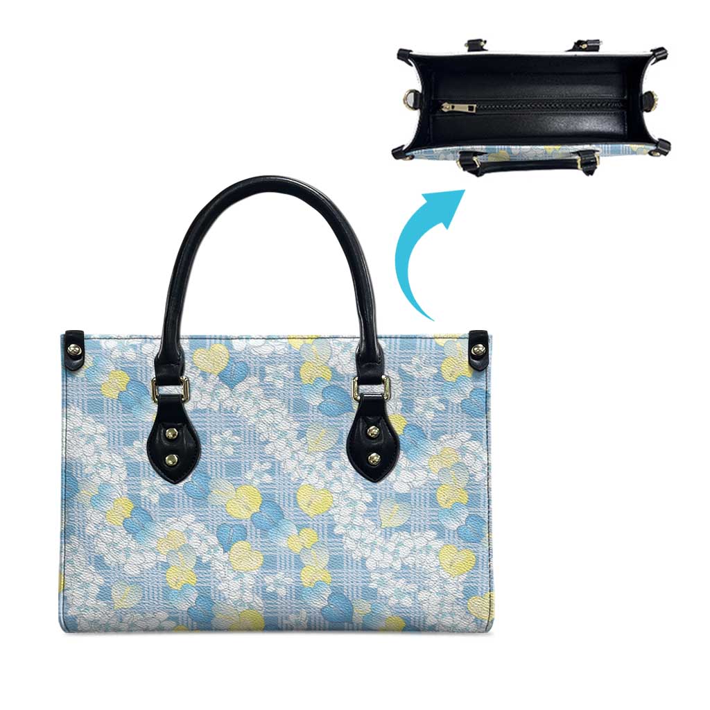 Anthurium Plumeria Lei Pastel Leather Bag Blue Hawaiian Splendid Palaka