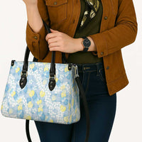 Anthurium Plumeria Lei Pastel Leather Bag Blue Hawaiian Splendid Palaka