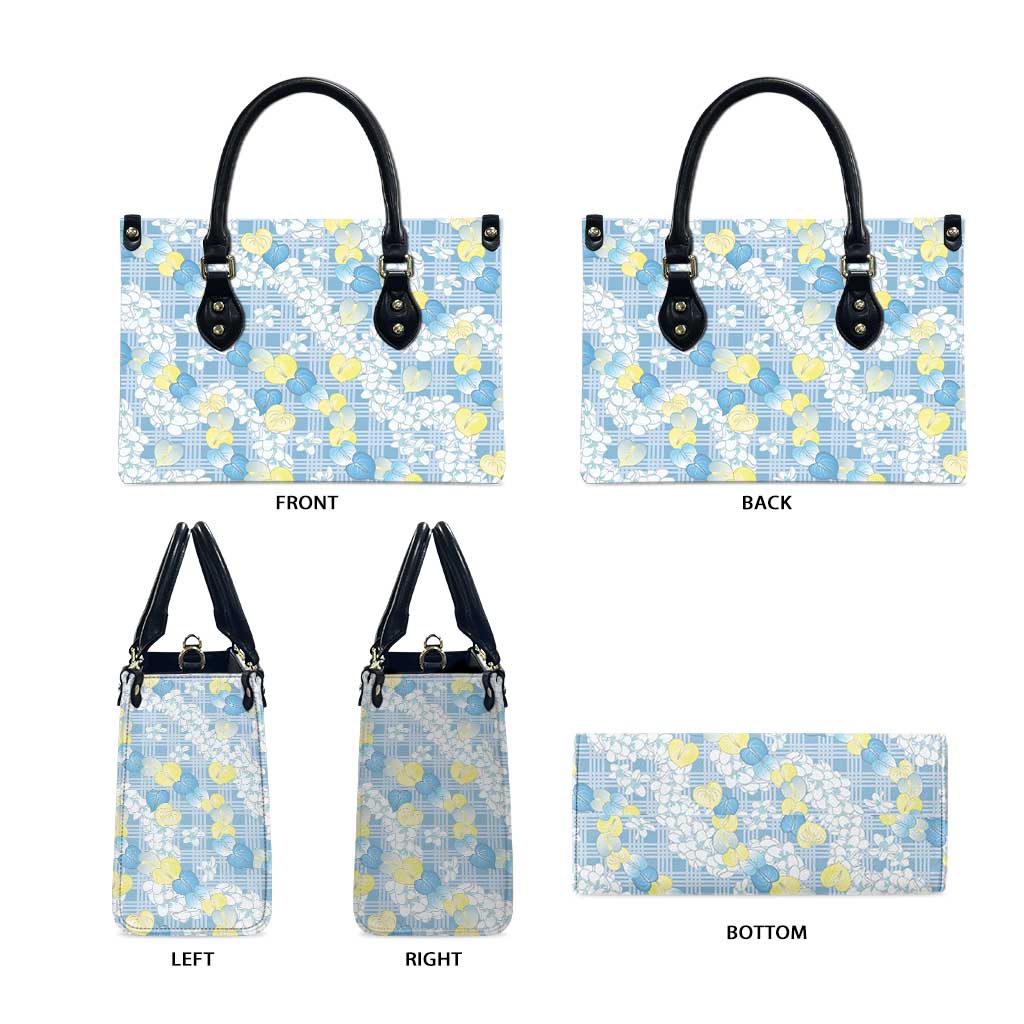 Anthurium Plumeria Lei Pastel Leather Bag Blue Hawaiian Splendid Palaka