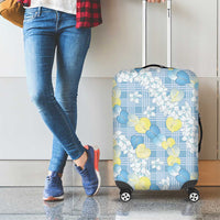 Anthurium Plumeria Lei Pastel Luggage Cover Blue Hawaiian Splendid Palaka