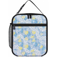 Anthurium Plumeria Lei Pastel Lunch Bag Blue Hawaiian Splendid Palaka LT01 10.2 × 8.3 × 4.3 inch Blue - Polynesian Pride