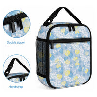 Anthurium Plumeria Lei Pastel Lunch Bag Blue Hawaiian Splendid Palaka LT01 - Polynesian Pride