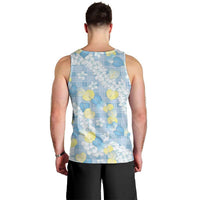 Anthurium Plumeria Lei Pastel Men Tank Top Blue Hawaiian Splendid Palaka