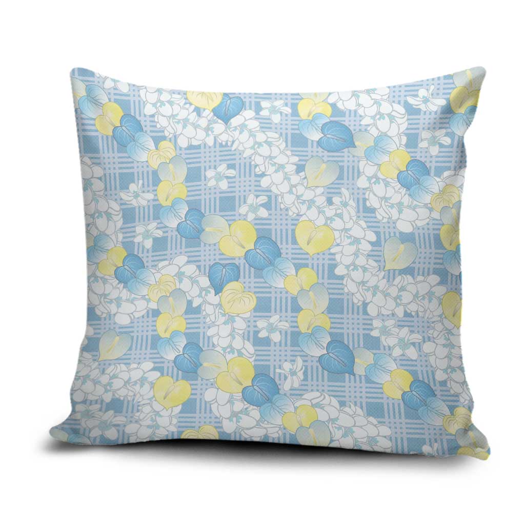 Anthurium Plumeria Lei Pastel Pillow Cover Blue Hawaiian Splendid Palaka