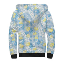 Anthurium Plumeria Lei Pastel Sherpa Hoodie Blue Hawaiian Splendid Palaka