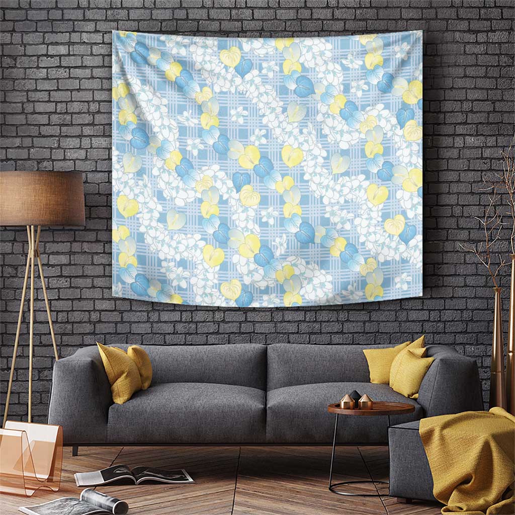 Anthurium Plumeria Lei Pastel Tapestry Blue Hawaiian Splendid Palaka