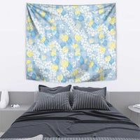 Anthurium Plumeria Lei Pastel Tapestry Blue Hawaiian Splendid Palaka