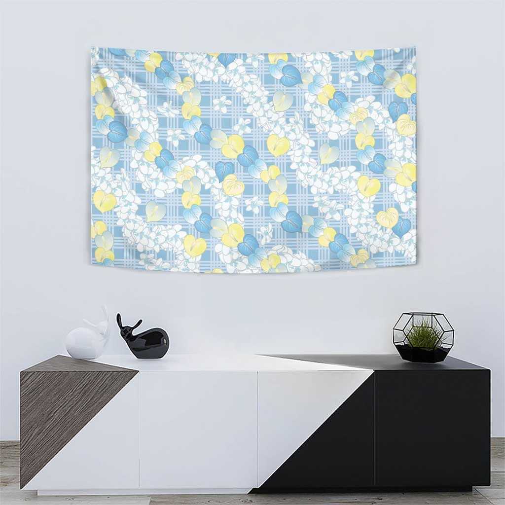 Anthurium Plumeria Lei Pastel Tapestry Blue Hawaiian Splendid Palaka