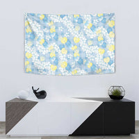 Anthurium Plumeria Lei Pastel Tapestry Blue Hawaiian Splendid Palaka