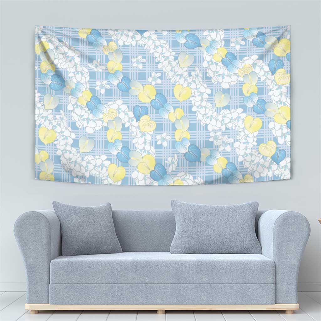 Anthurium Plumeria Lei Pastel Tapestry Blue Hawaiian Splendid Palaka