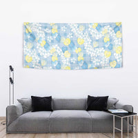Anthurium Plumeria Lei Pastel Tapestry Blue Hawaiian Splendid Palaka