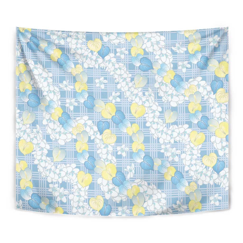 Anthurium Plumeria Lei Pastel Tapestry Blue Hawaiian Splendid Palaka
