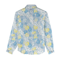 Anthurium Plumeria Lei Pastel Women Casual Shirt Blue Hawaiian Splendid Palaka LT01 - Polynesian Pride