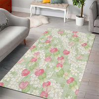 Anthurium Plumeria Lei Pastel Area Rug Green Hawaiian Splendid Palaka LT01 - Polynesian Pride