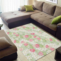 Anthurium Plumeria Lei Pastel Area Rug Green Hawaiian Splendid Palaka LT01 - Polynesian Pride