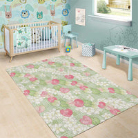 Anthurium Plumeria Lei Pastel Area Rug Green Hawaiian Splendid Palaka LT01 - Polynesian Pride