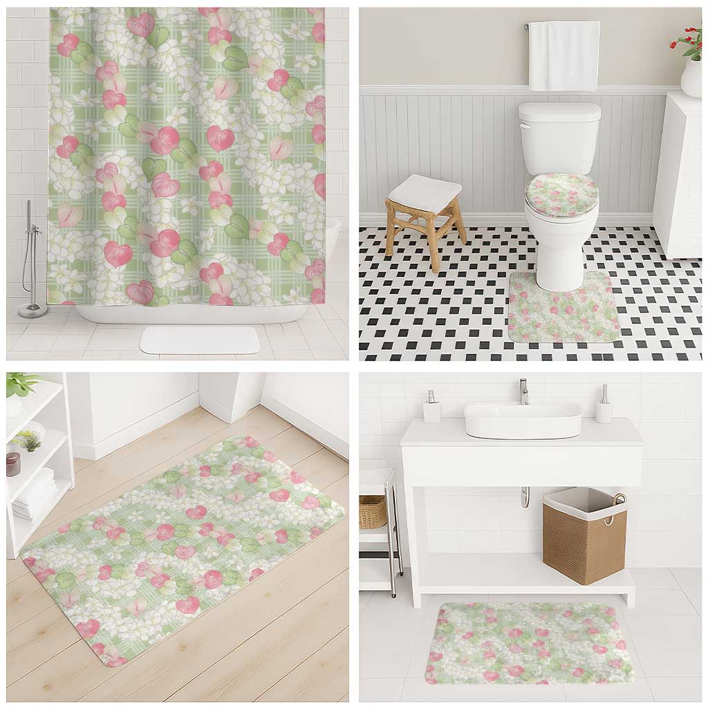 Anthurium Plumeria Lei Pastel Bathroom Set Green Hawaiian Splendid Palaka