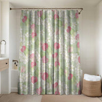 Anthurium Plumeria Lei Pastel Bathroom Set Green Hawaiian Splendid Palaka