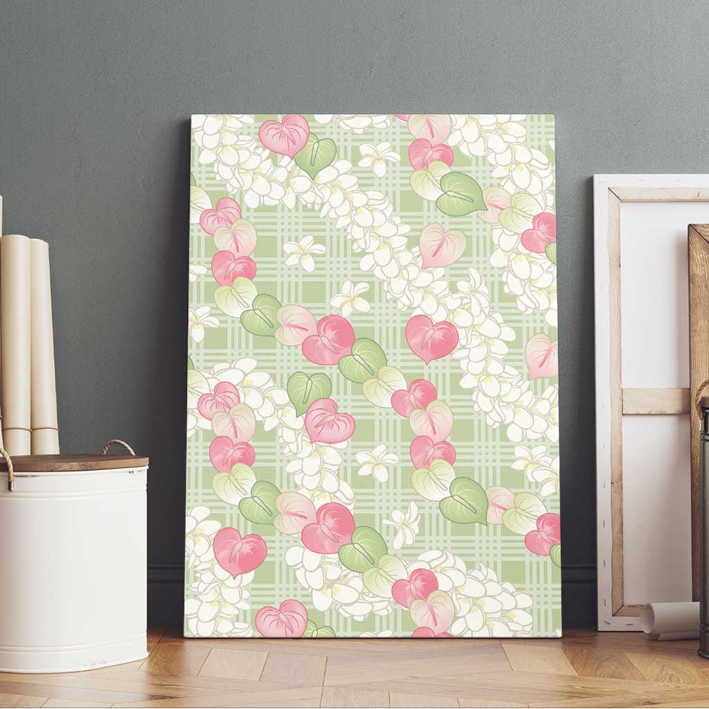 Anthurium Plumeria Lei Pastel Canvas Wall Art Green Hawaiian Splendid Palaka