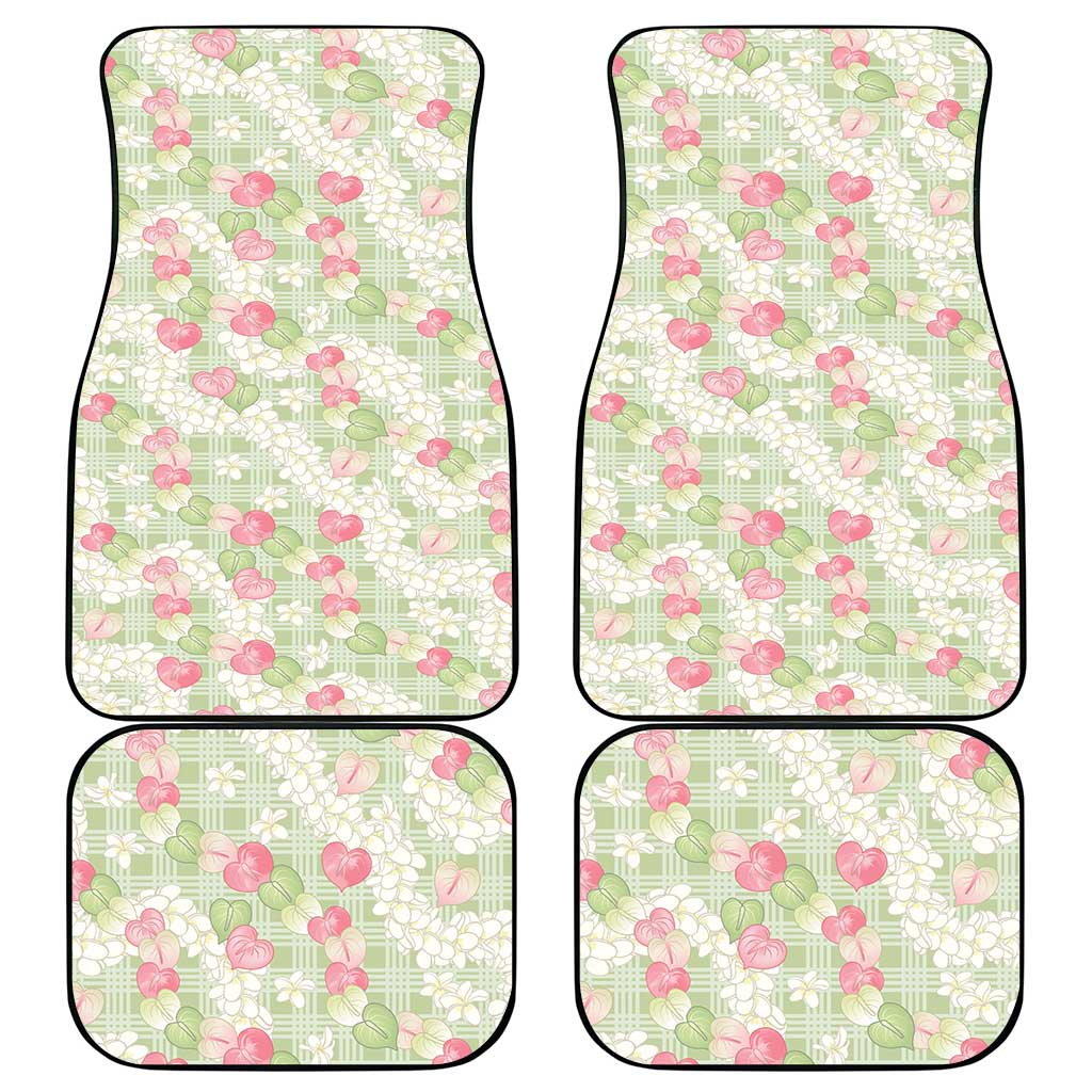 Anthurium Plumeria Lei Pastel Car Mats Green Hawaiian Splendid Palaka LT01 - Polynesian Pride
