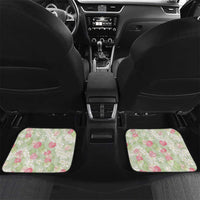 Anthurium Plumeria Lei Pastel Car Mats Green Hawaiian Splendid Palaka LT01 Set 2pcs - Back Green - Polynesian Pride