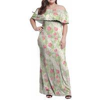 Anthurium Plumeria Lei Pastel Family Matching Off Shoulder Maxi Dress and Hawaiian Shirt Green Hawaiian Splendid Palaka