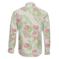 Anthurium Plumeria Lei Pastel Family Matching Short Sleeve Bodycon Dress and Hawaiian Shirt Green Hawaiian Splendid Palaka LT01 - Polynesian Pride